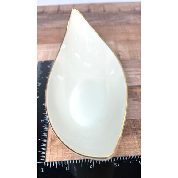 Lenox Ivory Gold Trim Decorative Ceramic Leaf Dish - Picture 6 of 6